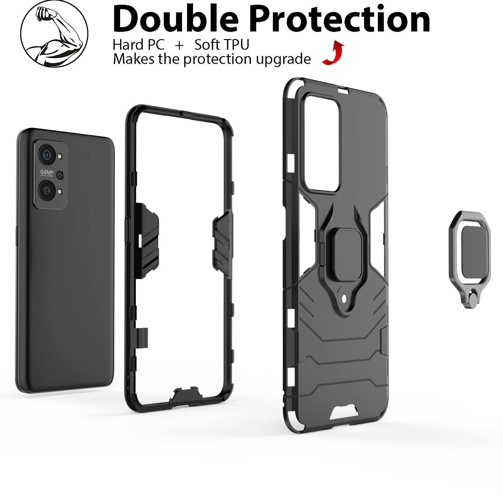 GIOPUEY Case Compatible with Realme GT Neo 3T/GT2/Neo 2, 2 in 1 PC